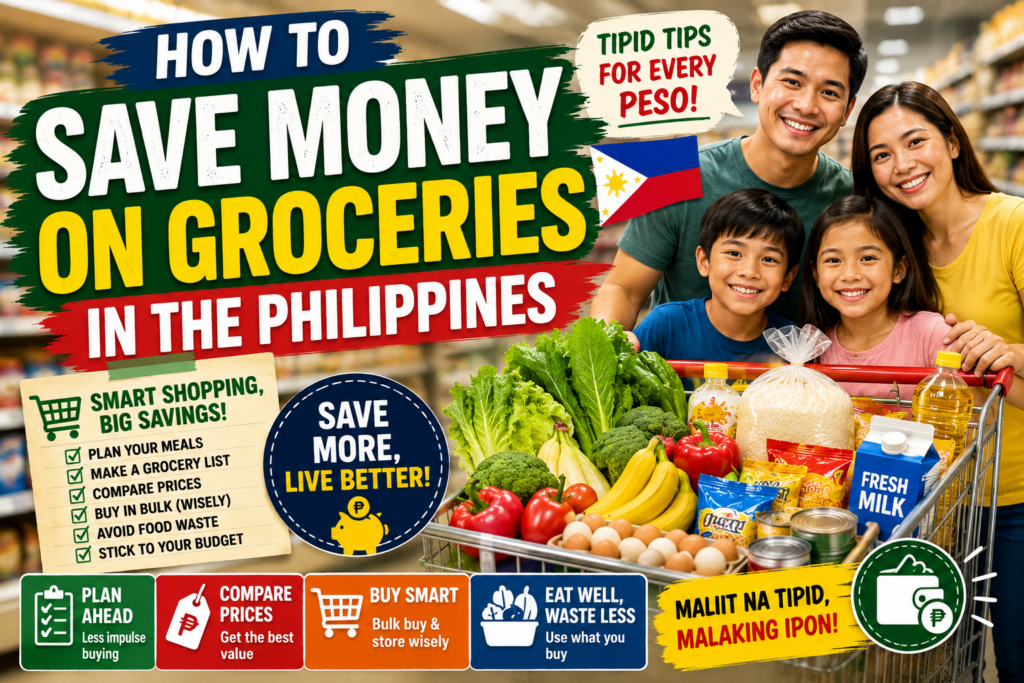 How to Save Money on Groceries in the Philippines: Practical Tipid Tips Tumataas ang presyo ng pagkain, pero hindi naman puwedeng basta bawasan ang pagkain ng pamilya. Rice, meat, vegetables, eggs, milk, snacks, toiletries at cleaning products—kapag pinagsama-sama ang lahat, malaking bahagi ng monthly household budget ang napupunta sa grocery. Ang magandang balita: hindi kailangang puro pinakamurang produkto ang bilhin para makatipid. Sa maraming pagkakataon, mas malaking savings ang nakukuha sa better planning, smarter buying at less food waste. Kung gusto mong bawasan ang grocery expenses nang hindi masyadong naaapektuhan ang pagkain ng pamilya, narito ang mga practical strategies na puwedeng subukan. 1. Set a Grocery Budget Before Shopping Ang unang step ay simple: Mag-set ng budget bago pumunta sa supermarket. Halimbawa, kung ang monthly grocery allowance ay ₱16,000, puwedeng hatiin ito: ₱4,000 × 4 weeks = ₱16,000 Hindi kailangang eksaktong pareho ang budget bawat linggo. Maaaring mas mataas ang first week dahil bibili ng rice, cooking oil, detergent at iba pang products na tumatagal nang ilang linggo. Ang importante ay mayroon kang spending limit. Kapag walang budget, madaling isipin: “₱100 lang naman ito.” Pero sampung extra items na tig-₱100 ay ₱1,000 na agad. 2. Never Go Grocery Shopping Without a List Isa ito sa pinakamadaling grocery habits na puwedeng baguhin. Bago umalis, tingnan muna ang: Refrigerator Freezer Pantry Bathroom Laundry supplies Pagkatapos, gumawa ng listahan ng kailangan talaga. Mas maganda kung naka-category: Food Rice Meat Fish Eggs Vegetables Fruits Pantry Cooking oil Soy sauce Vinegar Sugar Coffee Canned goods Household Detergent Dishwashing liquid Toilet paper Soap Shampoo Kapag organized ang listahan, mas mabilis din ang shopping at mas kaunti ang unnecessary purchases. 3. Plan Your Meals for the Week Hindi kailangang gumawa ng complicated meal plan. Kahit simple lang. Halimbawa: Monday: Chicken adobo Tuesday: Fish + vegetables Wednesday: Pork giniling Thursday: Tinola Friday: Fried fish + vegetables Saturday: Pasta or noodles Sunday: Family meal Pagkatapos, tingnan kung anong ingredients ang kailangan para sa mga pagkain na iyon. Ito ang malaking difference ng: “Ano kaya ang bibilhin natin?” at “Ito ang kailangan natin ngayong linggo.” Kapag alam mo na ang lulutuin, mas madaling kontrolin ang grocery cart. 4. Compare the Unit Price, Not Just the Price Tag Halimbawa: Product A — ₱120 for 500g Product B — ₱210 for 1kg Mas mura tingnan ang Product A dahil ₱120 lang. Pero: Product A = ₱240/kg Product B = ₱210/kg Sa ganitong example, mas economical ang Product B kung mauubos naman ito ng pamilya. Kaya kapag available ang information, compare: Price per kilogram Price per liter Price per 100 grams Price per piece Mas useful ito kaysa tingnan lamang ang presyo sa harap ng package. 5. Don't Automatically Choose Famous Brands Maraming consumers ang nasanay bumili ng parehong brand. Pero minsan may: Store brands Local brands Generic products Alternative brands na mas mura ngunit sapat naman ang quality para sa pang-araw-araw na paggamit. Hindi ibig sabihin na kailangan palitan lahat ng favorite brands. Subukan muna sa products kung saan maliit ang difference sa quality. Halimbawa: Salt Sugar Flour Basic canned products Cleaning supplies Tissue Kung okay naman ang alternative, puwedeng maging regular source of savings. 6. Buy in Bulk—But Only When It Makes Sense Bulk buying can save money. Pero may isang importanteng condition: Dapat ginagamit talaga ninyo ang product. Good candidates for bulk buying may include: Rice Cooking oil Detergent Toilet paper Frequently used pantry items Pero kung bumili ka ng malaking package dahil sale at hindi naman mauubos bago masira, hindi iyon savings. Sayang iyon. Simple rule: Bulk buying is useful only when the cost per unit is lower AND the product will actually be used. 7. Compare Supermarket, Palengke and Local Stores Hindi kailangang lahat ng grocery items ay bilhin sa iisang lugar. Sa supermarket, convenient bumili ng packaged goods at household products. Samantalang maaaring sulit ikumpara ang presyo at freshness ng: Fish Meat Vegetables Fruits sa local market o palengke. May pagkakataon ding may magandang promotions ang supermarkets. Kaya mas magandang approach ang: Compare first, then decide. Hindi automatic na pinakamura ang supermarket, at hindi rin automatic na pinakamura ang palengke para sa lahat ng produkto. 8. Be Careful With “SALE” Ito ang isang common trap. Nakakita ka ng: BUY 1 TAKE 1 o 20% OFF at parang automatic na savings. Pero tanungin muna ang sarili: Kailangan ko ba talaga ito? Kung ang regular plan mo ay hindi naman bumili ng product na iyon, ang discounted purchase ay maaari pa ring maging additional expense. Ang tunay na sale ay useful kapag: Regular mong ginagamit ang product. Mas mura talaga ang unit price. Mauubos ito bago mag-expire. Kung hindi, baka napagastos ka lang dahil may malaking SALE sign. 9. Control Snacks and Drinks Isa ito sa mga category na madaling lumaki nang hindi napapansin. Halimbawa: Chips Cookies Chocolate Juice Soft drinks Ice cream Instant drinks Individually, maaaring maliit lang ang presyo. Pero kapag maraming ganitong products sa cart, puwedeng umabot sa malaking halaga. Subukang magkaroon ng separate: Snack Budget Hindi kailangang alisin lahat ng snacks. Ang goal ay kontrolin kung magkano ang napupunta rito. 10. Don't Shop Hungry Simple pero surprisingly effective. Kapag gutom habang naggo-grocery, mas tempting ang: Ready-to-eat food Bakery products Snacks Desserts Drinks Mas madaling bumili dahil mukhang masarap ang lahat. Kung possible, kumain muna bago pumunta sa supermarket. Your grocery list will suddenly become much easier to follow. 11. Use Your Freezer Properly Ang freezer ay maaaring maging isa sa pinakamagandang grocery-saving tools sa bahay. Kapag bumili ng meat o fish in larger quantities: Divide → Portion → Label → Freeze Halimbawa, bumili ng 2 kg chicken. Huwag ilagay lahat sa isang malaking container. Hatiin ayon sa dami na kailangan sa isang meal. Sa ganitong paraan, isang portion lang ang kailangang i-defrost. Nakakatulong ito sa meal planning at pagbabawas ng food waste. 12. Follow the FIFO Rule May simpleng system na ginagamit maging sa food businesses: FIFO — First In, First Out Ang mga mas naunang binili ay gamitin muna. Kapag naglagay ng bagong groceries sa pantry, huwag basta ilagay ang bagong products sa harap. Ilagay sa likod ang bago at dalhin sa harap ang mas lumang stock. Applicable ito sa: Canned goods Noodles Sauces Milk Snacks Frozen food Makakatulong ito para mabawasan ang products na nakakalimutan hanggang mag-expire. 13. Reduce Food Waste Ito marahil ang isa sa pinaka-underrated na paraan para makatipid. Imagine na gumagastos ang isang pamilya ng ₱15,000 bawat buwan sa groceries. Kung may pagkain na regular na nasisira o itinatapon, bahagi ng grocery budget ay literal na napupunta sa basura. Kaya bago bumili ulit, itanong: Ano pa ang nasa refrigerator? May leftover chicken? Puwedeng gawing sandwich filling o fried rice topping. May vegetables na kailangang gamitin? Gawing soup o stir-fry. May leftover rice? Perfect para sa fried rice kinabukasan. Ang pinakamurang pagkain ay kadalasan iyong nabibili mo na at nasa bahay na. 14. Keep a Few “Budget Meals” in Your Rotation Hindi kailangang mahal ang bawat meal. Magkaroon ng ilang simple at affordable dishes na gusto rin ng pamilya. Halimbawa: Egg dishes Monggo Vegetable dishes Tofu Sardines with vegetables Chicken soup Fried rice Pasta Noodles with vegetables Kapag may ilang budget-friendly meals bawat linggo, nababawasan ang pressure sa overall food budget. 15. Track Your Grocery Spending for One Month Kung gusto mong malaman kung saan talaga napupunta ang pera, gawin ito kahit isang buwan lamang. Keep your receipts. Pagkatapos, hatiin ang expenses sa: Rice & staples Meat & fish Vegetables & fruits Breakfast Snacks Drinks Household products Others Dito kadalasan lumalabas ang surprise. Baka iniisip mong meat ang pinakamalaking problema, pero snacks at drinks pala. O baka madalas kang bumibili ng household products kahit marami pang stock sa bahay. You cannot control what you don't measure. Example: Small Savings Can Become Big Savings Hindi kailangang makahanap agad ng isang paraan para makatipid ng ₱3,000. Mas realistic ang maraming maliit na improvements. Halimbawa: Less impulse buying — ₱500 Better snack control — ₱500 Less food waste — ₱500 Brand alternatives — ₱300 Better price comparison — ₱300 Potential difference: ₱2,100 per month Sa isang taon: ₱25,200 Illustrative example lamang ito, pero ipinapakita nito kung bakit mahalaga ang maliit ngunit consistent na grocery habits. What Should You NOT Cut Too Much? May point din kung saan nagiging false economy ang sobrang pagtitipid. Huwag puro presyo lamang ang tingnan. Important pa rin ang: Nutrition Food safety Quality Family needs Balanced meals Hindi magandang strategy ang makatipid ng kaunti kung kapalit naman nito ay puro low-quality food ang kinakain. Ang goal ay hindi: “How can I buy the cheapest groceries?” Mas magandang tanong: “How can I get the best value from my grocery budget?” Magkaiba iyon. Final Thoughts Ang grocery savings ay hindi nagsisimula sa supermarket. Nagsisimula ito sa bahay bago ka pa mamili. Check your pantry. Plan your meals. Make a list. Set a budget. Compare prices. Buy only what your family can consume. At pagkatapos mamili, siguraduhing magagamit ang pagkain bago ito masira. Hindi kailangang gawin lahat nang sabay-sabay. Start with three habits: Plan before shopping. Control impulse purchases. Reduce food waste. Kapag naging regular habit ang mga ito, mas madaling kontrolin ang grocery budget nang hindi kailangang isakripisyo ang pagkain at needs ng pamilya. Smart grocery shopping is not about buying less. It's about wasting less and getting more value from every peso. FAQ Paano pinakamadaling makatipid sa grocery sa Philippines? Magsimula sa paggawa ng weekly meal plan, grocery list at fixed budget. Malaking tulong din ang pag-compare ng unit prices at pag-iwas sa impulse purchases. Mas mura ba bumili nang maramihan? Minsan, oo. Pero dapat ikumpara ang unit price at siguraduhing mauubos ang produkto. Kung masisira o mag-e-expire lamang ang sobrang binili, hindi ito tunay na savings. Paano maiiwasan ang overspending sa supermarket? Magdala ng listahan, mag-set ng spending limit at iwasang mag-shopping nang gutom. Magandang i-track din ang grocery receipts para makita kung anong categories ang kumakain ng malaking bahagi ng budget. Dapat bang bumili palagi kapag may sale? Hindi. Sulit lamang ang sale kung kailangan mo talaga ang item, competitive ang presyo at magagamit ito bago mag-expire. Ano ang pinakamagandang paraan para mabawasan ang food waste? Planuhin ang meals ayon sa pagkain na mayroon na sa bahay, gamitin muna ang older products at i-portion nang maayos ang meat at frozen foods. Sources Philippine Statistics Authority (PSA) — Consumer Price Index and Inflation Reports Department of Trade and Industry (DTI) — Consumer information and price monitoring Department of Agriculture (DA) Philippines — Agricultural commodity and market information Note: Prices, savings examples and household budgets mentioned in this article are illustrative. Actual grocery prices vary depending on location, retailer, brand, season and household consumption. Suggested Tags grocery savings Philippines, how to save money on groceries, tipid grocery tips, grocery budget Philippines, Filipino family budget, grocery shopping tips, save money Philippines, food budget Philippines, supermarket tips Philippines, household budget Philippines