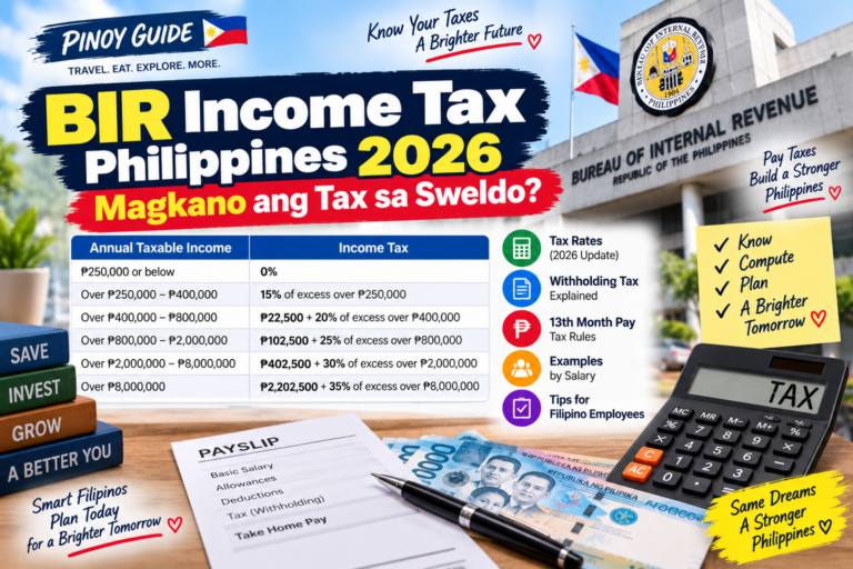 BIR Income Tax Philippines 2026 tax rates and salary withholding tax guide