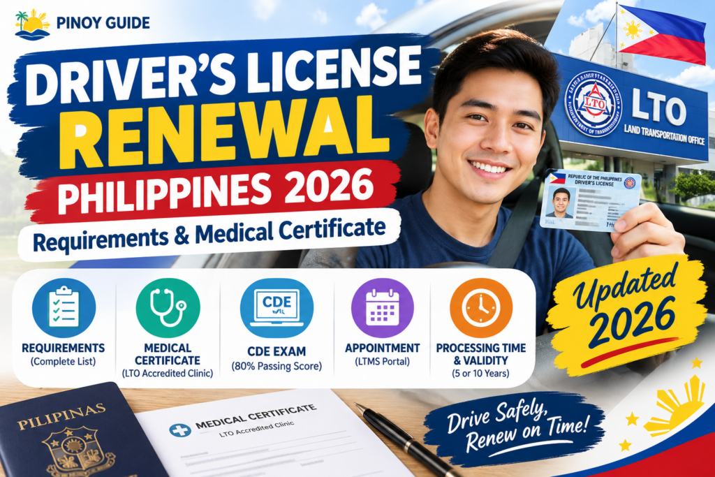 Driver’s License Renewal Philippines 2026 requirements and LTO medical certificate